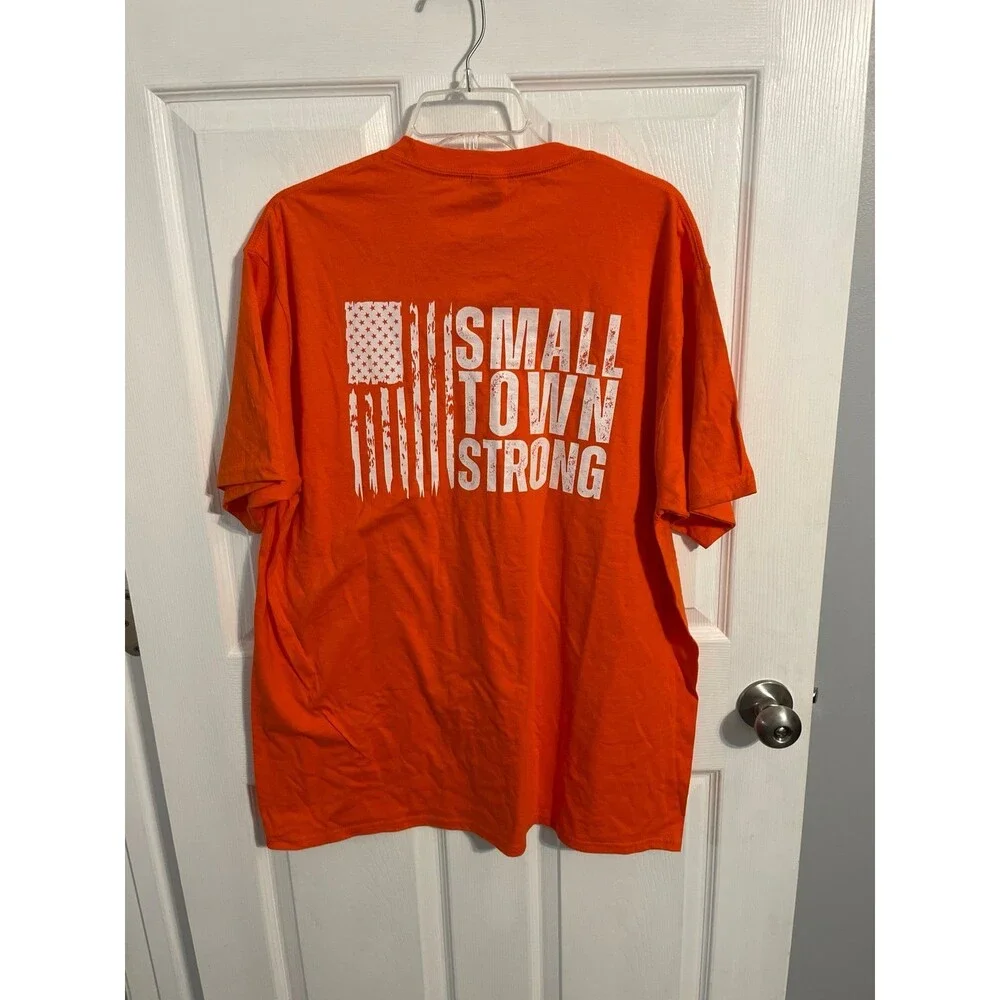Port & Company “Small Town Strong” Orange T Shirt Size XL New Without Tag